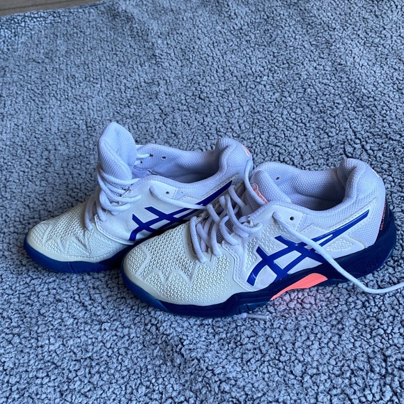 Asics Kids' Cream and Blue Sneakers - Picture 3 of 10